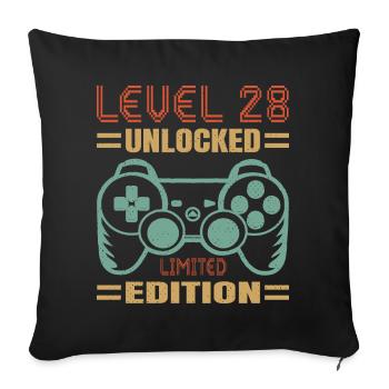 Geburtstag Level 28 freigeschaltet - Sofakissenbezug 45 x 45 cm - Schwarz - Vorne