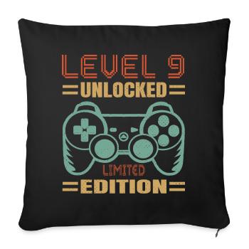 Birthday Level 9 Unlocked - Sofa pillowcase 17,3'' x 17,3'' (45 x 45 cm) - black - Front