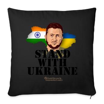 Indien Stand with Ukraine - Sofakissenbezug 45 x 45 cm - Schwarz - Vorne