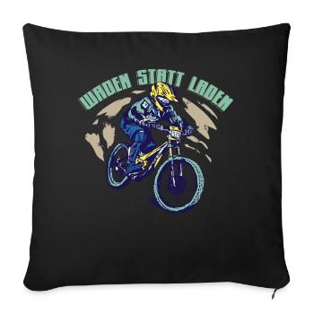 Waden statt laden - Mountainbiker Mountainbike - Sofakissenbezug 45 x 45 cm - Schwarz - Vorne