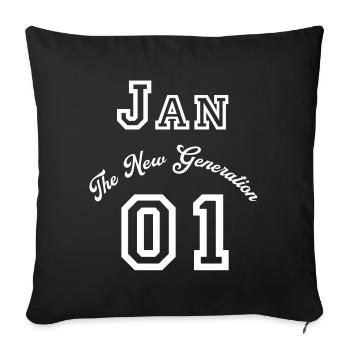 First name Jan - "The New Generation", white - Sofa pillowcase 17,3'' x 17,3'' (45 x 45 cm) - black - Front