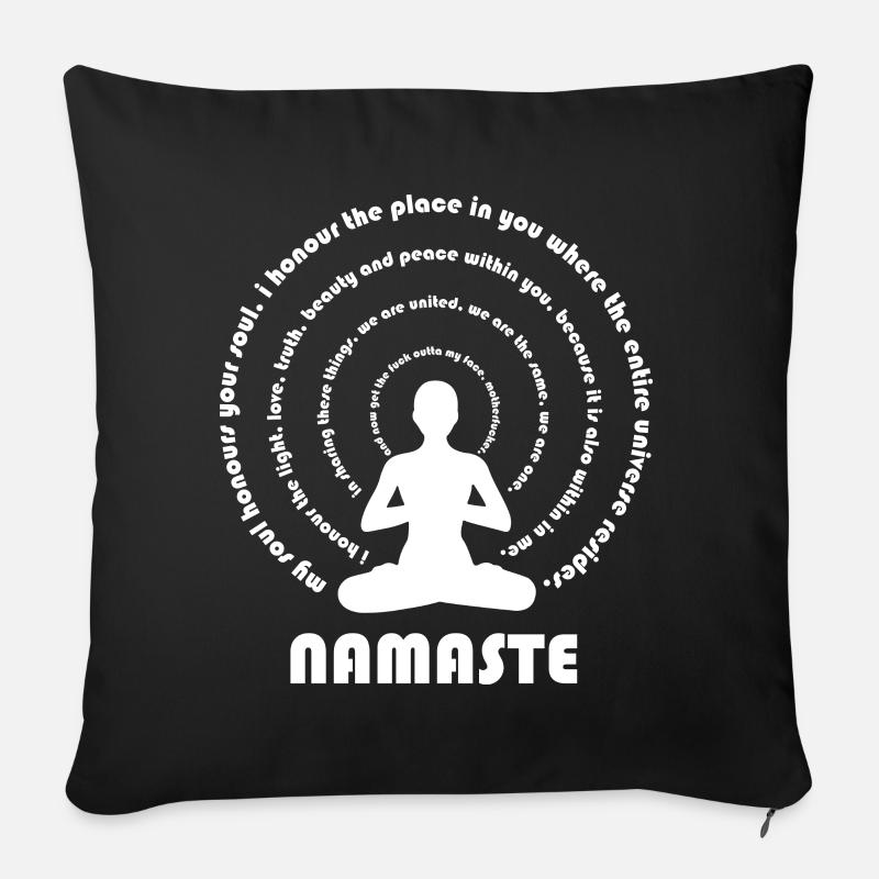 Namaste blanc - Housse de coussin décorative 45 x 45 cm - noir