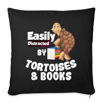 Turtle Books | Tortoise Gift Idea - Sofa pillowcase 17,3'' x 17,3'' (45 x 45 cm) - black - Front