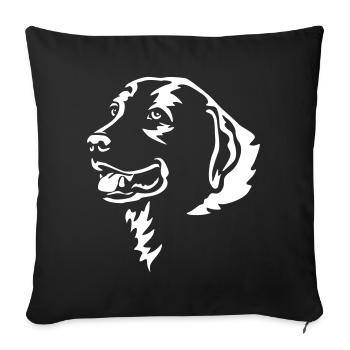 Ovcharka d’Asie centrale Tête « Édition Noire » - Housse de coussin décorative 45 x 45 cm - noir - Devant