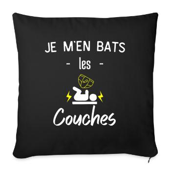 Je M'en Bats Les Couches - Housse de coussin décorative 45 x 45 cm - noir - Devant