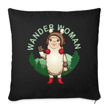 Hiking Hiker Hike Alpaca - Sofa pillowcase 17,3'' x 17,3'' (45 x 45 cm) - black - Front