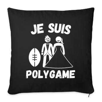 rugby, rugby sport, rugby humour - Housse de coussin décorative 45 x 45 cm - noir - Devant