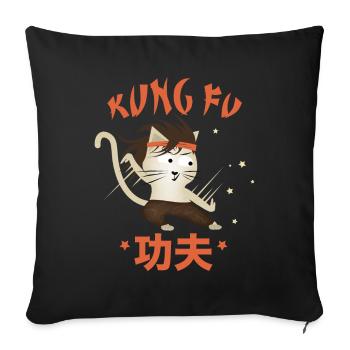 Funny Cat - Kung Fu - Chats drôles - Housse de coussin décorative 45 x 45 cm - noir - Devant