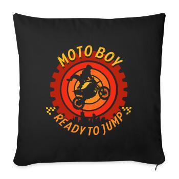 Thème motocross, moto boy. Moto jump, sport. - Housse de coussin décorative 45 x 45 cm - noir - Devant