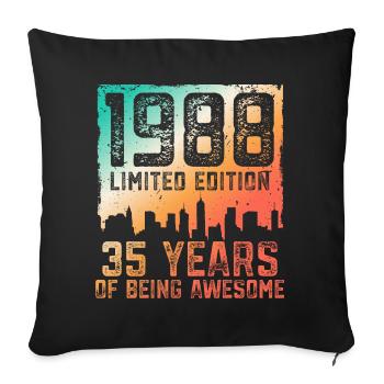 35 anniversaire 35 ans né en 1988 - Housse de coussin décorative 45 x 45 cm - noir - Devant