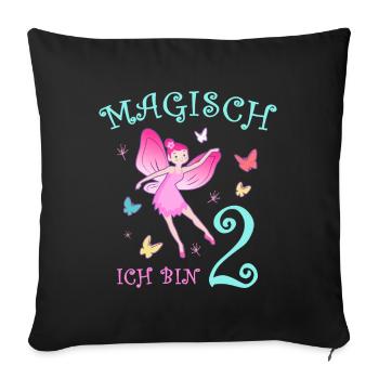 Fee Kinder Geburtstag 2 Jahre Mädchen Feen - Sofakissenbezug 45 x 45 cm - Schwarz - Vorne