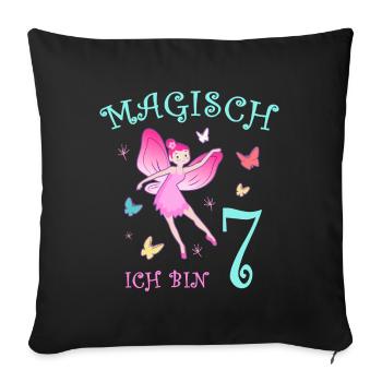 Fee Kinder Geburtstag 7 Jahre Mädchen Feen - Sofakissenbezug 45 x 45 cm - Schwarz - Vorne
