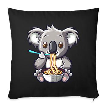 Koala isst Ramen Nudeln - Sofakissenbezug 45 x 45 cm - Schwarz - Vorne