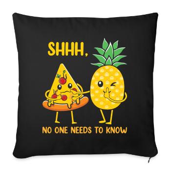 Pizza à l’ananas Hawaii Pizza drôle - Housse de coussin décorative 45 x 45 cm - noir - Devant