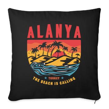 Design de plage vintage à Alanya, en Turquie - Housse de coussin décorative 45 x 45 cm - noir - Devant