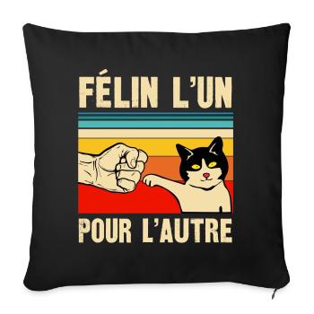 félin pour l'autre - Housse de coussin décorative 45 x 45 cm - noir - Devant