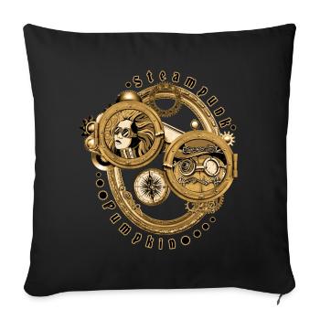 Steampunk Kürbis - Sofakissenbezug 45 x 45 cm - Schwarz - Vorne