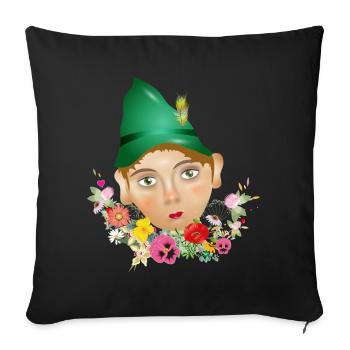The Seppel or Seppl as doll portrait - Sofa pillowcase 17,3'' x 17,3'' (45 x 45 cm) - black - Front