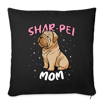 Shar Pei Mom Cute Puppy Dog - Sofa pillowcase 17,3'' x 17,3'' (45 x 45 cm) - black - Front