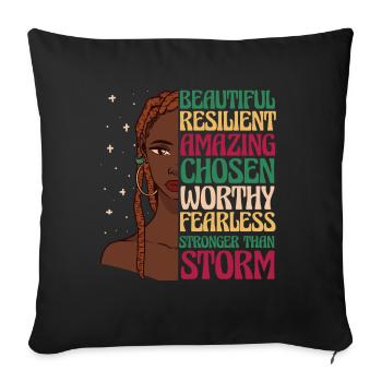 African American Afro Heritage Girl Quote - Sofa pillowcase 17,3'' x 17,3'' (45 x 45 cm) - black - Front