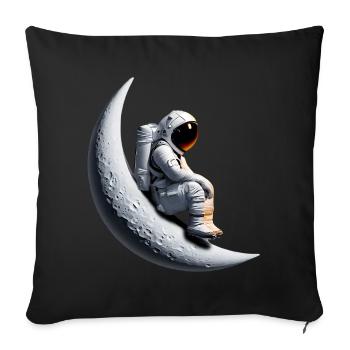 Astronaut in the crescent moon - Sofa pillowcase 17,3'' x 17,3'' (45 x 45 cm) - black - Front