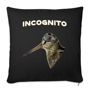 Chasse – Bécasse lunettes aviateur. Incognito - Housse de coussin décorative 45 x 45 cm - noir - Devant