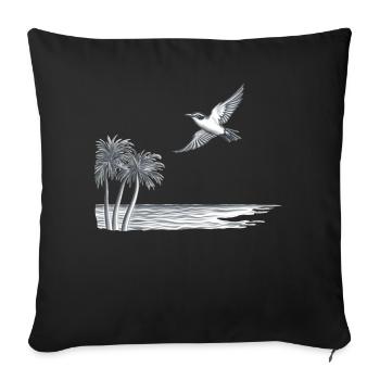Freiheit - Vogel fliegt übers Meer zum Horizont - Sofakissenbezug 45 x 45 cm - Schwarz - Vorne