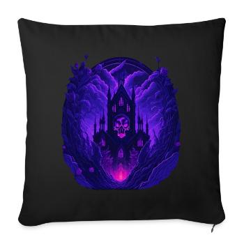 Architecture gothique néon Château gothique - Housse de coussin décorative 45 x 45 cm - noir - Devant