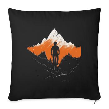 Mountain biker rides through the mountains - orange - Sofa pillowcase 17,3'' x 17,3'' (45 x 45 cm) - black - Front