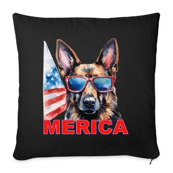 Independence Day 4th of July German Shepherd America - Sofa pillowcase 17,3'' x 17,3'' (45 x 45 cm) - black - Front