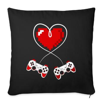 video games, gamer, game console - Sofa pillowcase 17,3'' x 17,3'' (45 x 45 cm) - black - Front