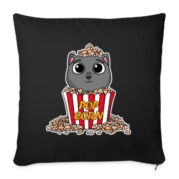 Popcorn Cinema Cat Movies Movie Night - Sofa pillowcase 17,3'' x 17,3'' (45 x 45 cm) - black - Front
