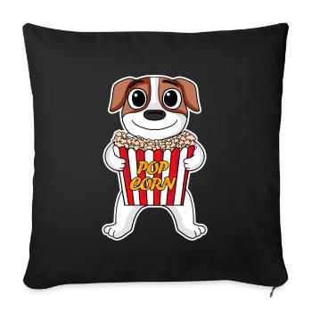 Popcorn Cinema Dog Movies Movie Night - Sofa pillowcase 17,3'' x 17,3'' (45 x 45 cm) - black - Front