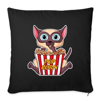 Popcorn Cinema Cat Movies Movie Night - Sofa pillowcase 17,3'' x 17,3'' (45 x 45 cm) - black - Front