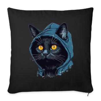 Cat Head Black Cat Bombay Happy Cat Cats - Sofa pillowcase 17,3'' x 17,3'' (45 x 45 cm) - black - Front