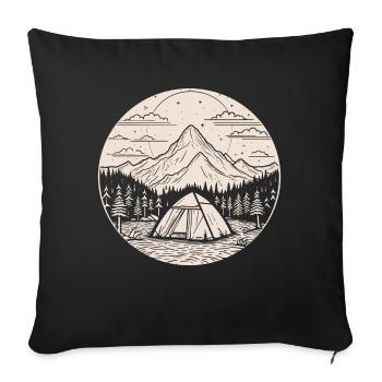Camping Camping Mountains Nature Outdoor Leisure Holidays - Sofa pillowcase 17,3'' x 17,3'' (45 x 45 cm) - black - Front