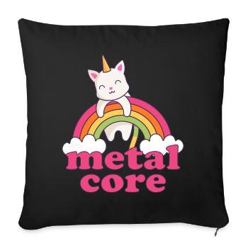 Metalcore Einhorn Katze Regenbogen Metalhead - Sofakissenbezug 45 x 45 cm - Schwarz - Vorne