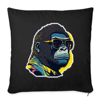 Gorilla with sunglasses - Sofa pillowcase 17,3'' x 17,3'' (45 x 45 cm) - black - Front