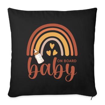 Boho Rainbow Hearts Biberon Bébé à bord - Housse de coussin décorative 45 x 45 cm - noir - Devant