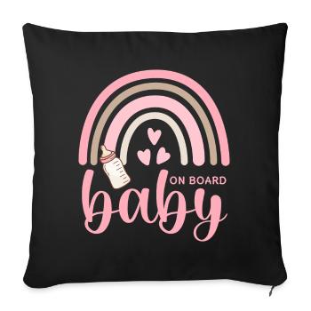 Boho Rainbow Hearts Biberon Bébé à bord - Housse de coussin décorative 45 x 45 cm - noir - Devant