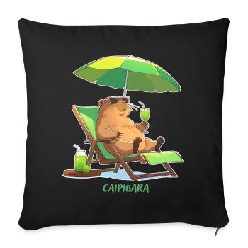 Caipibara Sommer Capybara Motiv - Sofakissenbezug 45 x 45 cm - Schwarz - Vorne