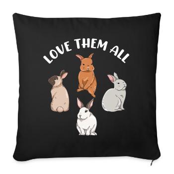 Conception de lapin mignon pour les propriétaires de lapins - Housse de coussin décorative 45 x 45 cm - noir - Devant