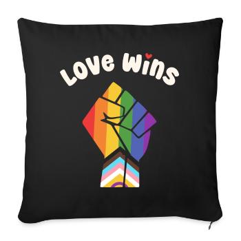 Pride Progress Love Wins Pride Fist for Equality - Sofa pillowcase 17,3'' x 17,3'' (45 x 45 cm) - black - Front