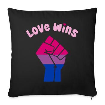L’amour gagne le poing de la fierté bisexuelle pour l’égalité - Housse de coussin décorative 45 x 45 cm - noir - Devant