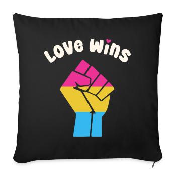 Love Wins Pansexual Pride Fist for Equality - Sofa pillowcase 17,3'' x 17,3'' (45 x 45 cm) - black - Front