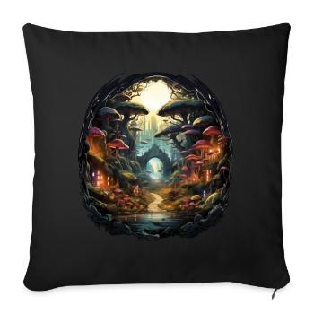 Forêt enchantée de conte de fées - Housse de coussin décorative 45 x 45 cm - noir - Devant