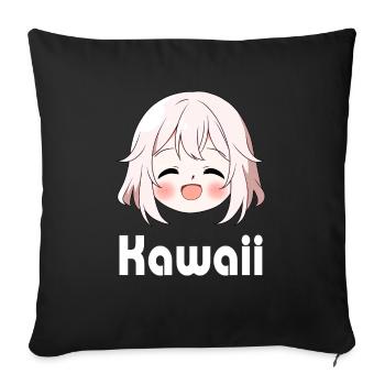 Cute Smiling Anime Emoji Kawaii - Anime Shirt - Sofa pillowcase 17,3'' x 17,3'' (45 x 45 cm) - black - Front