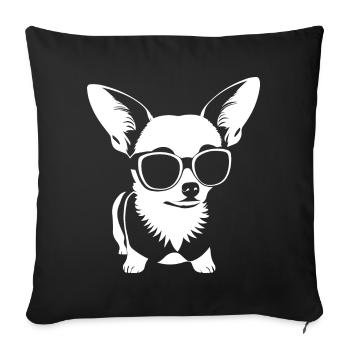 Lustiger Chihuahua mit Sonnenbrille Chihuahuas - Sofakissenbezug 45 x 45 cm - Schwarz - Vorne