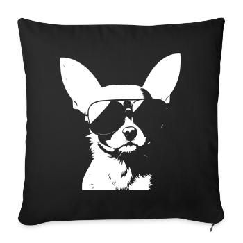 Drôle Chihuahua portant des lunettes de soleil Chihuahuas - Housse de coussin décorative 45 x 45 cm - noir - Devant