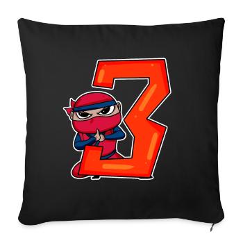3 Year Old Boy Ninja - 3rd Birthday - I'm 3 - Sofa pillowcase 17,3'' x 17,3'' (45 x 45 cm) - black - Front